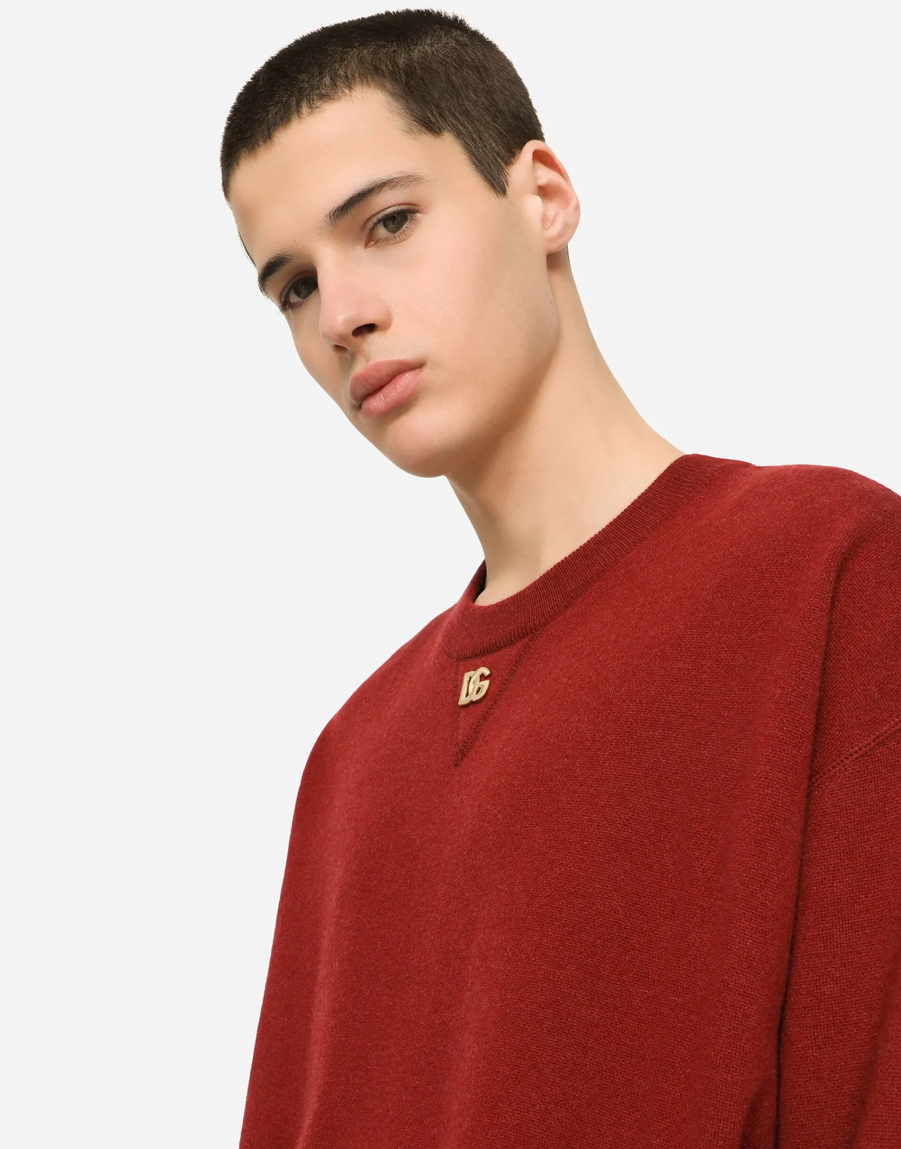 Cashmere round-neck sweater with DG logo
