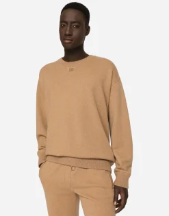 Cashmere round-neck sweater with DG logo
