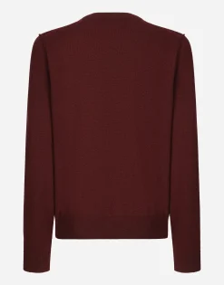 Cashmere round-neck sweater with DG embroidery