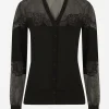 Cashmere, tulle and silk cardigan with lace