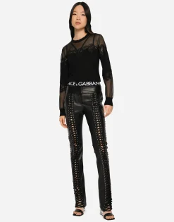 Cashmere, tulle and silk sweater with lace