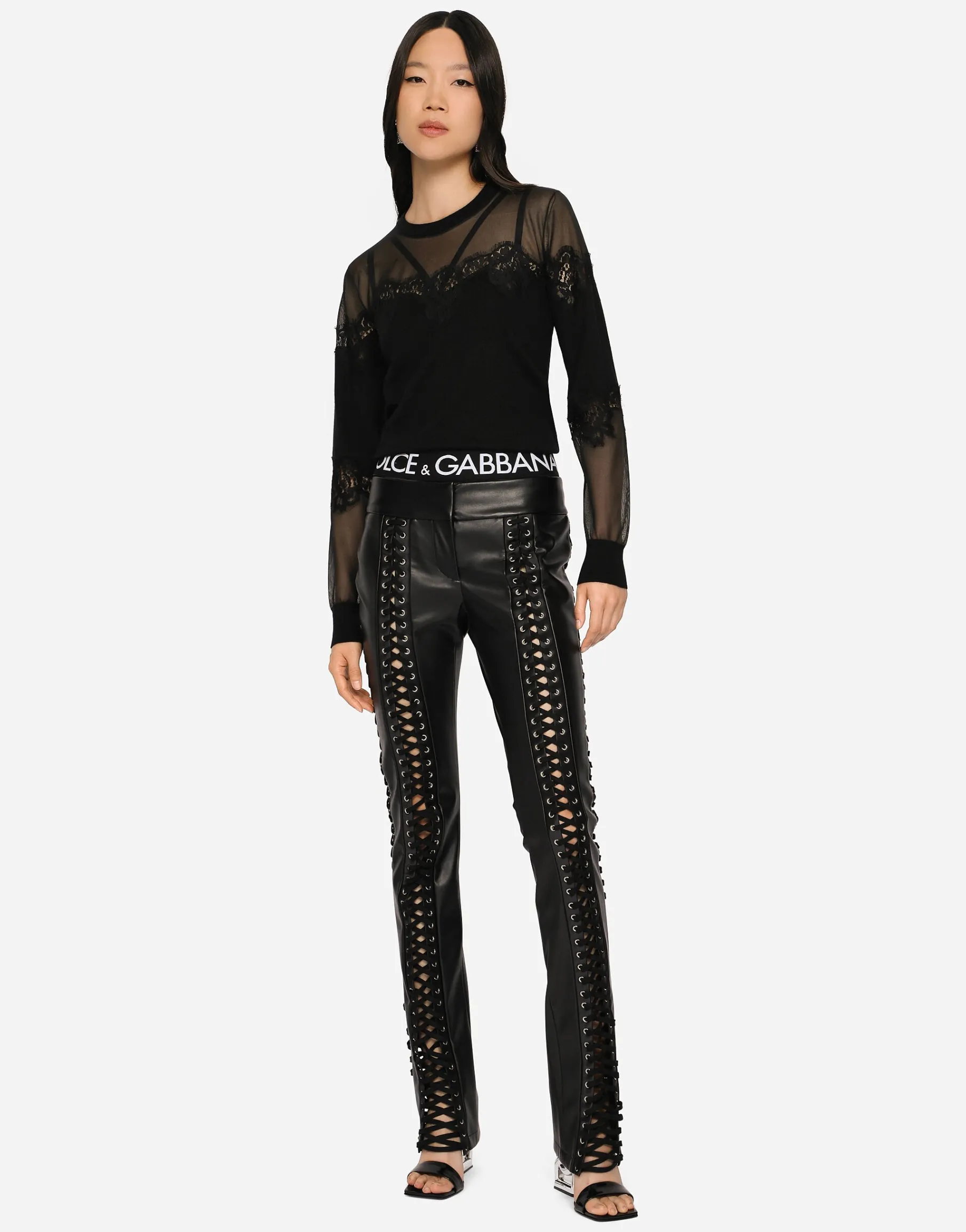 Cashmere, tulle and silk sweater with lace