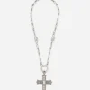 Chain necklace with cross and crystals