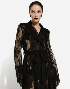 Chantilly lace coat with belt