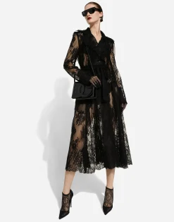 Chantilly lace coat with belt