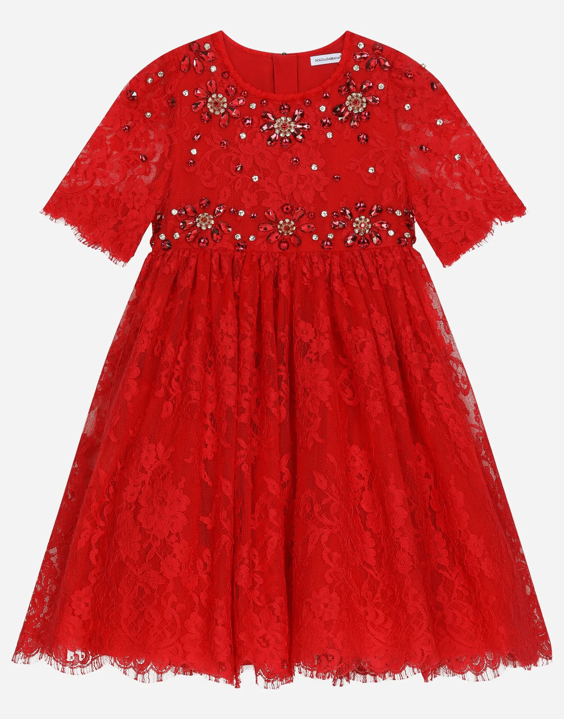 Chantilly lace dress with gemstones