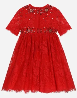 Chantilly lace dress with gemstones