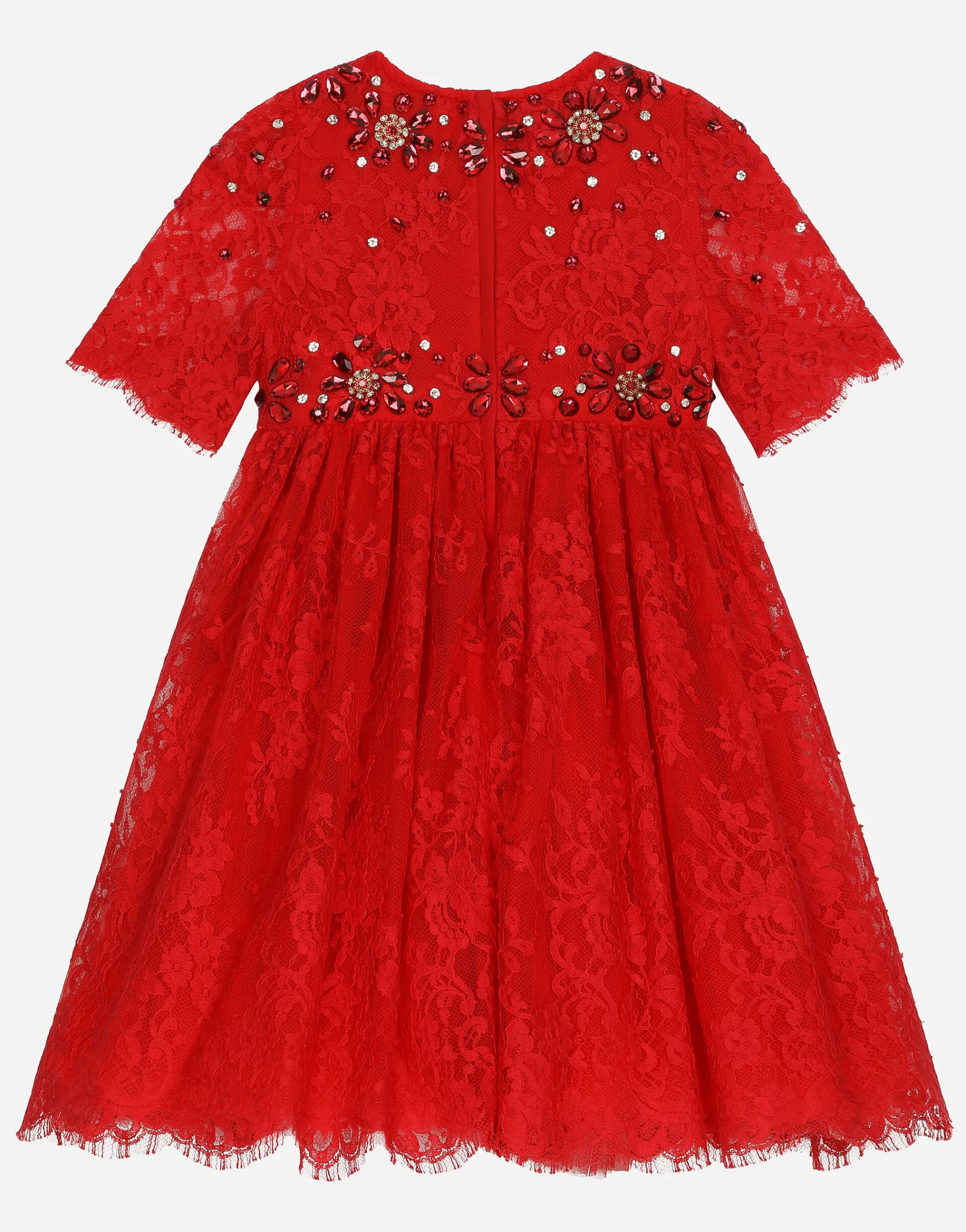 Chantilly lace dress with gemstones