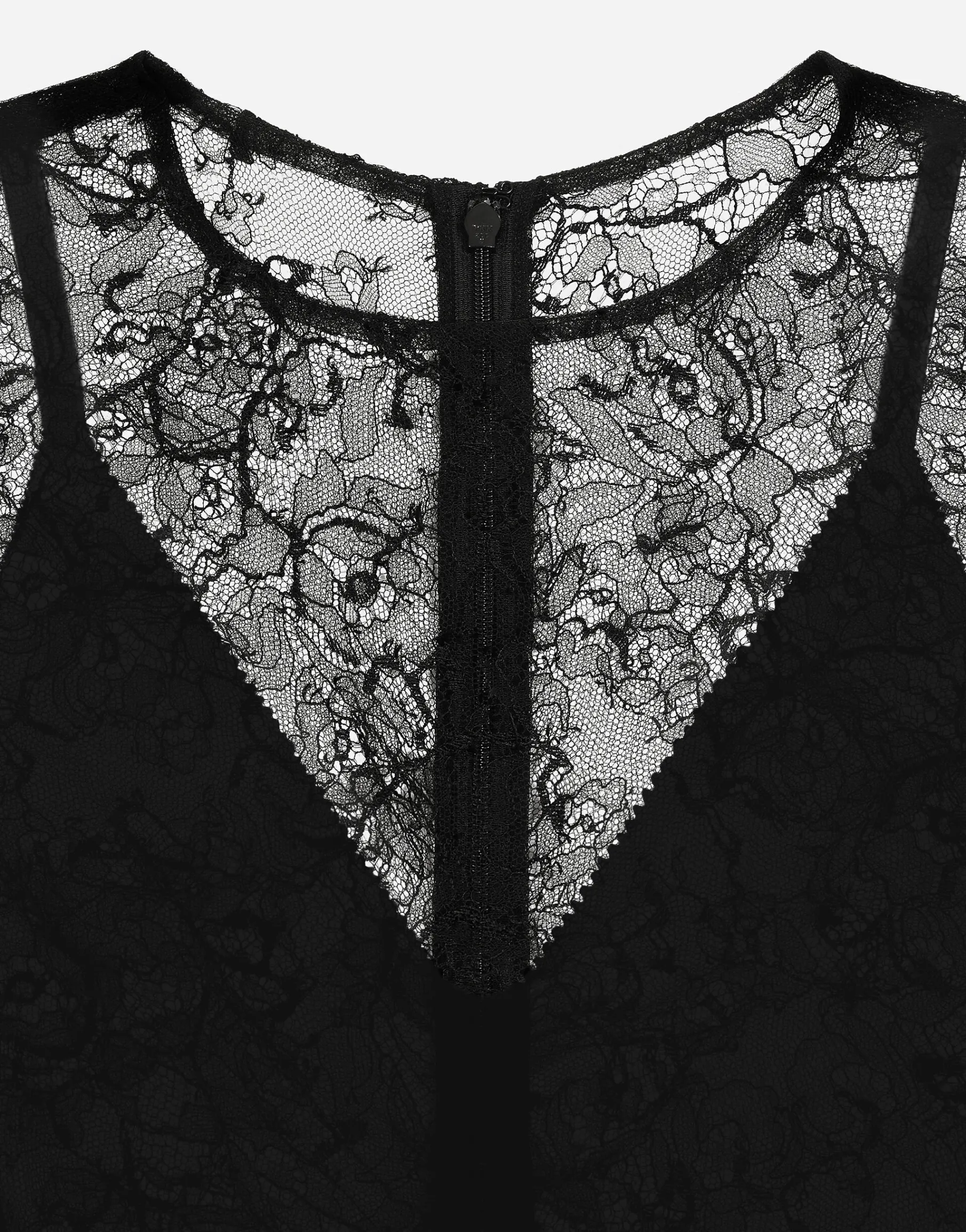 Chantilly lace fil coupé calf-length dress