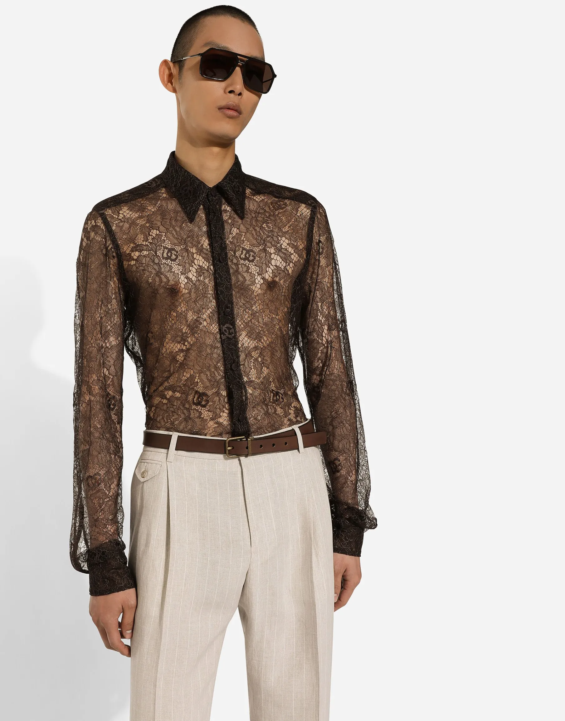 Chantilly lace Martini-fit shirt