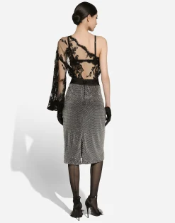 Chantilly lace one-shoulder blouse