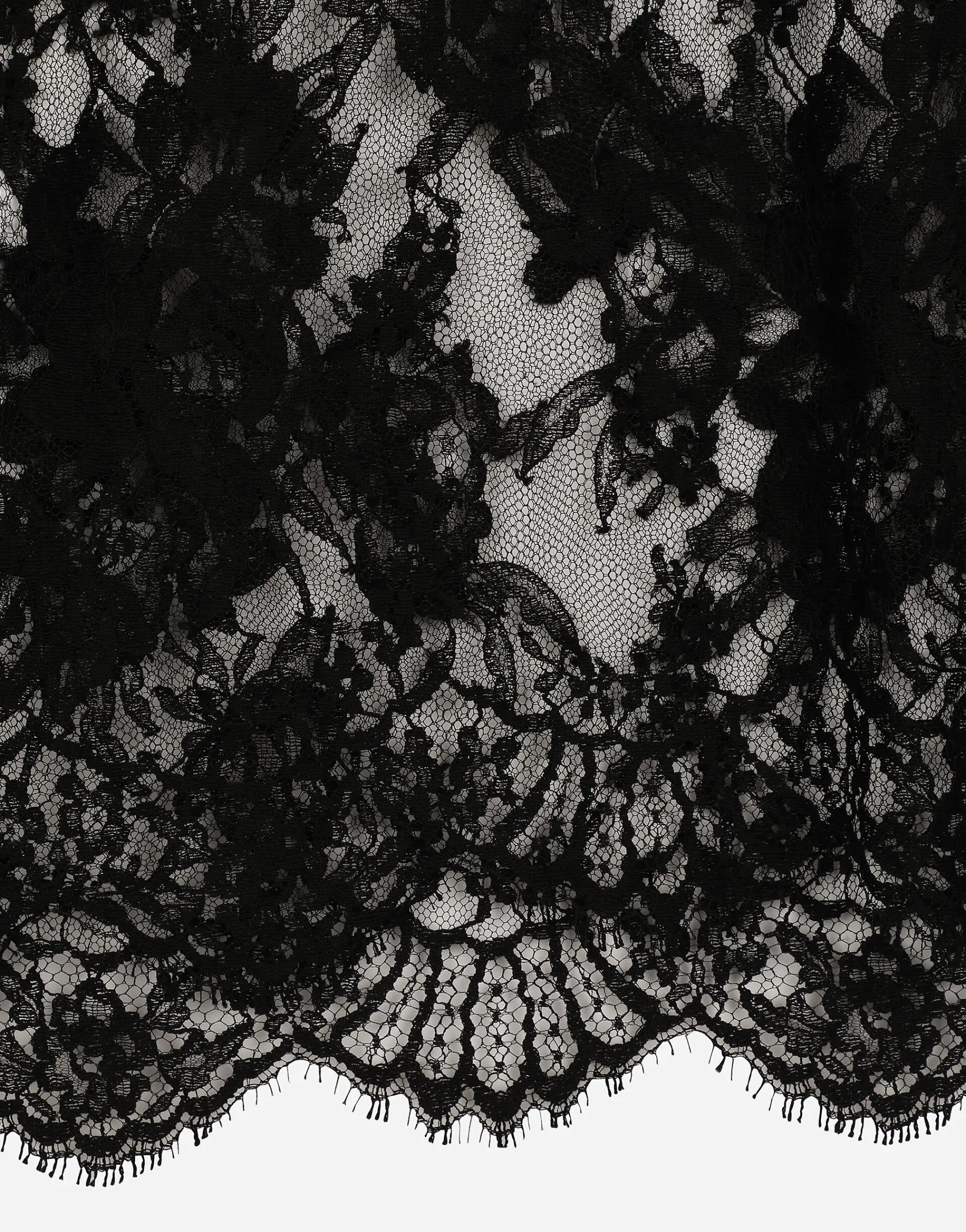 Chantilly lace round-neck T-shirt