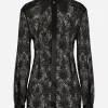 Chantilly lace shirt with satin details