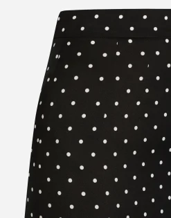 Charmeuse calf-length pencil skirt with polka-dot print
