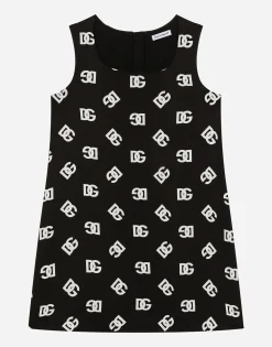 Charmeuse dress with DG logo print
