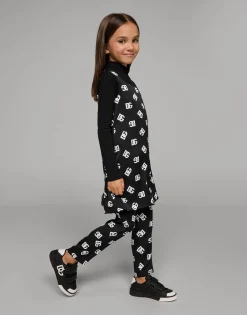 Charmeuse dress with DG logo print