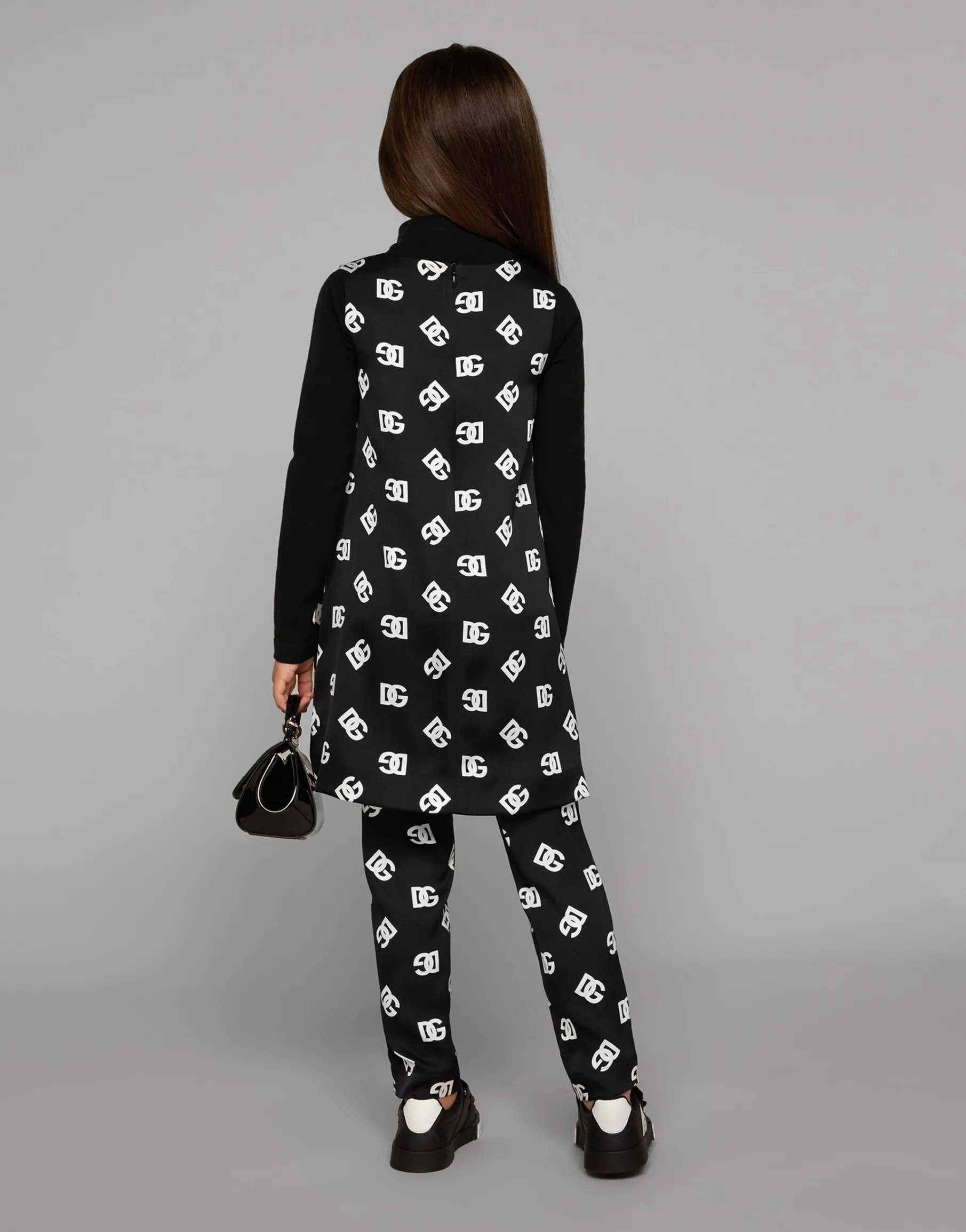 Charmeuse dress with DG logo print