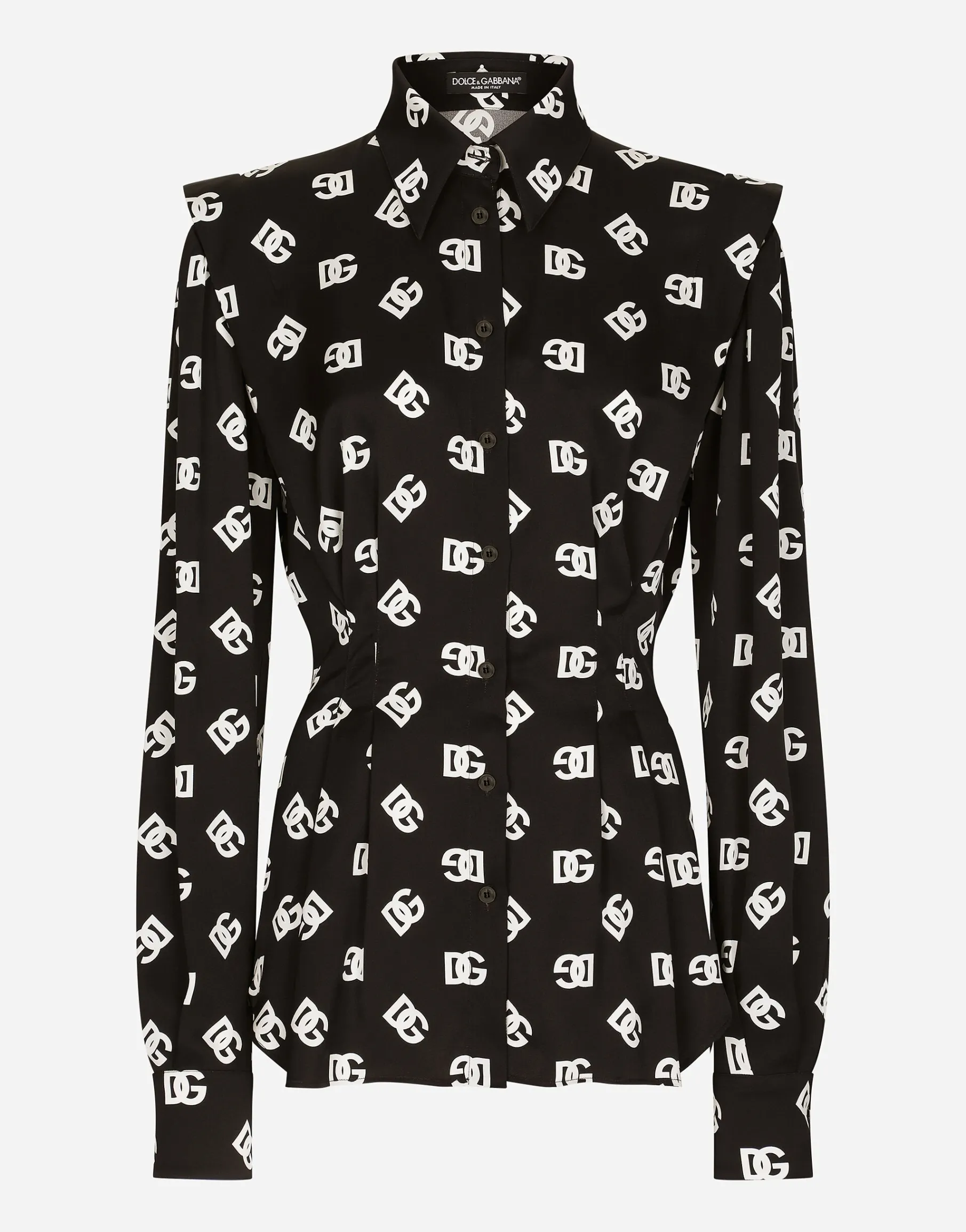 Charmeuse shirt with all-over DG logo print