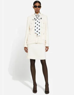 Charmeuse shirt with all-over DG logo print