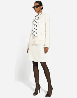Charmeuse shirt with all-over DG logo print