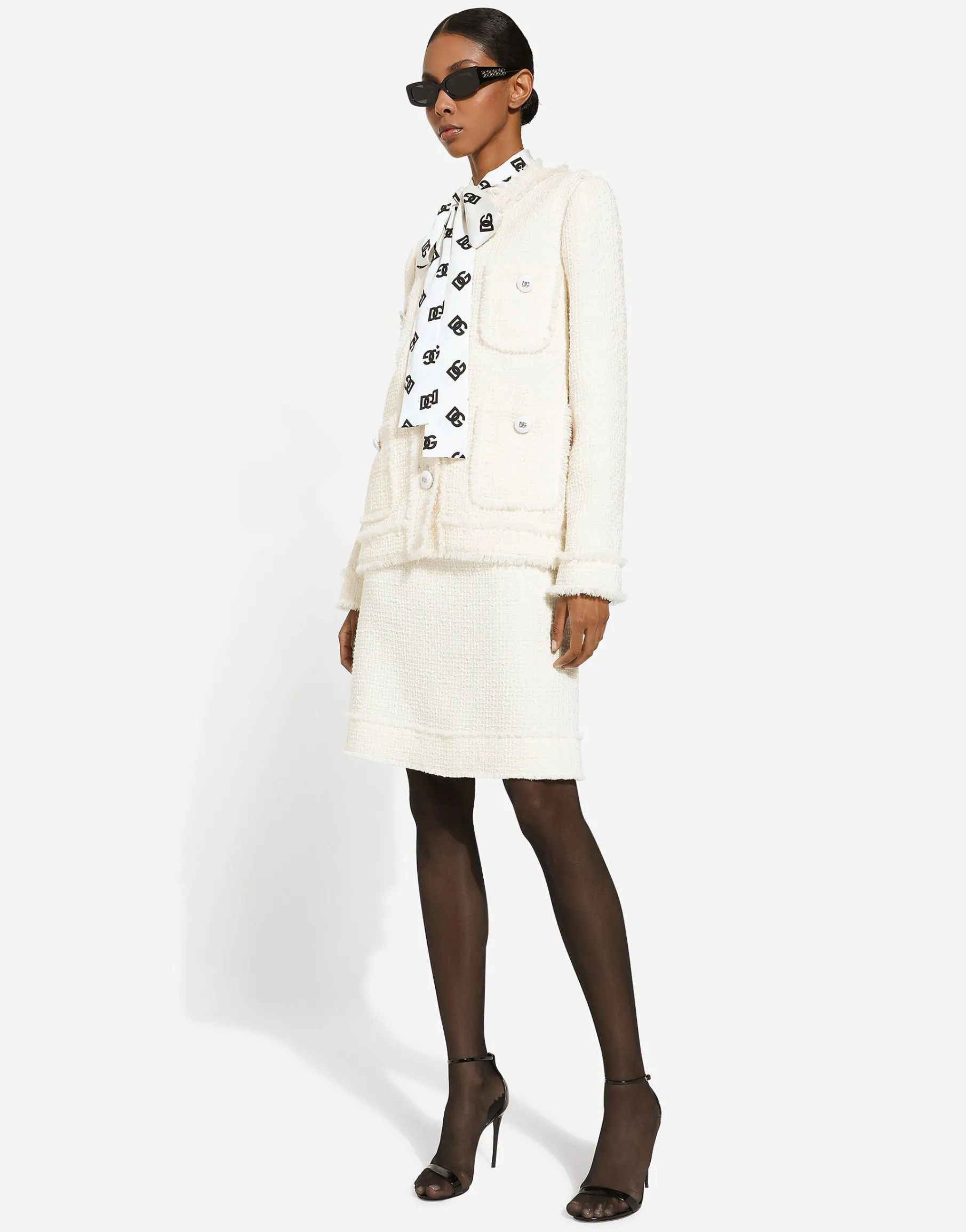 Charmeuse shirt with all-over DG logo print
