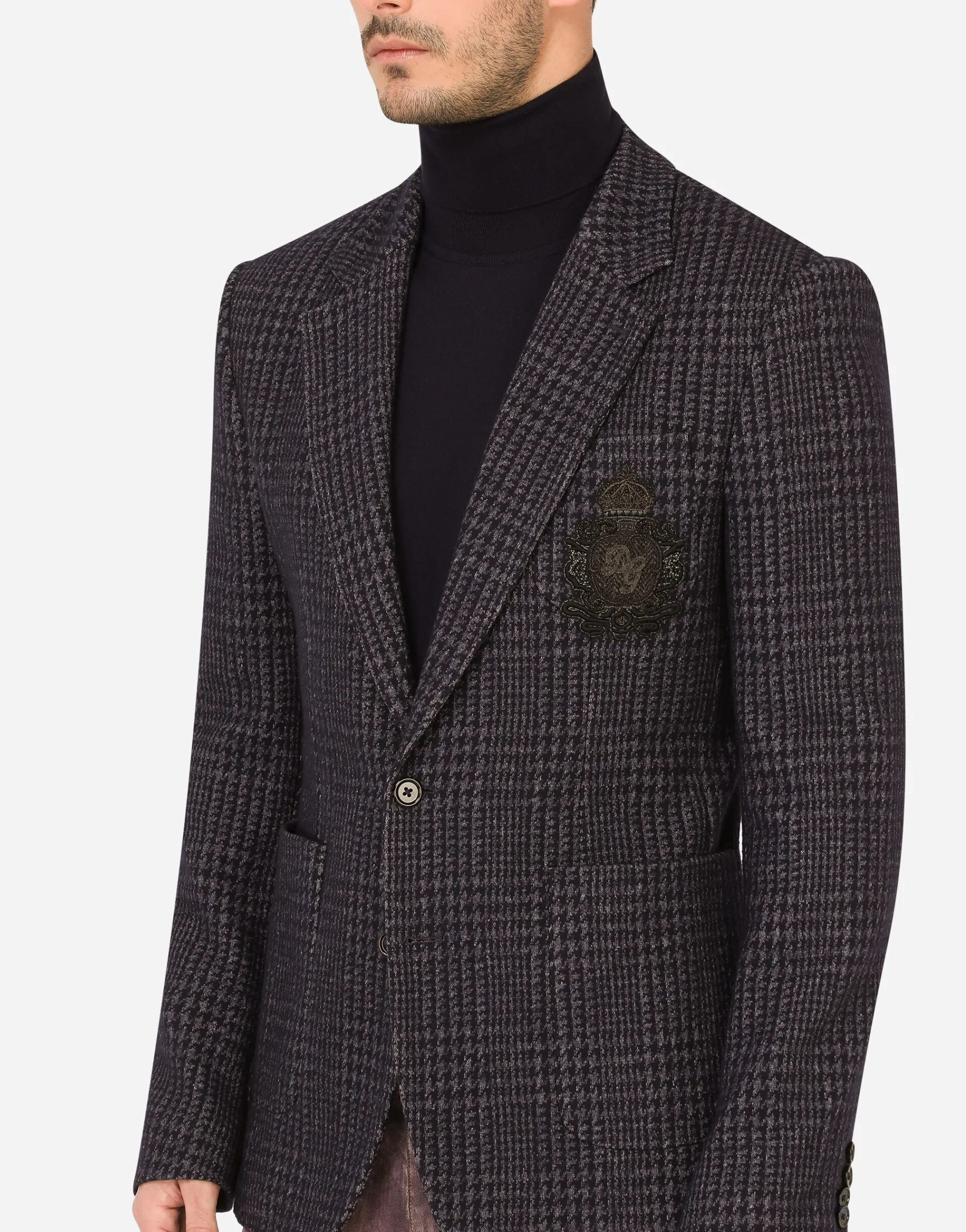Check jersey Portofino jacket with patch