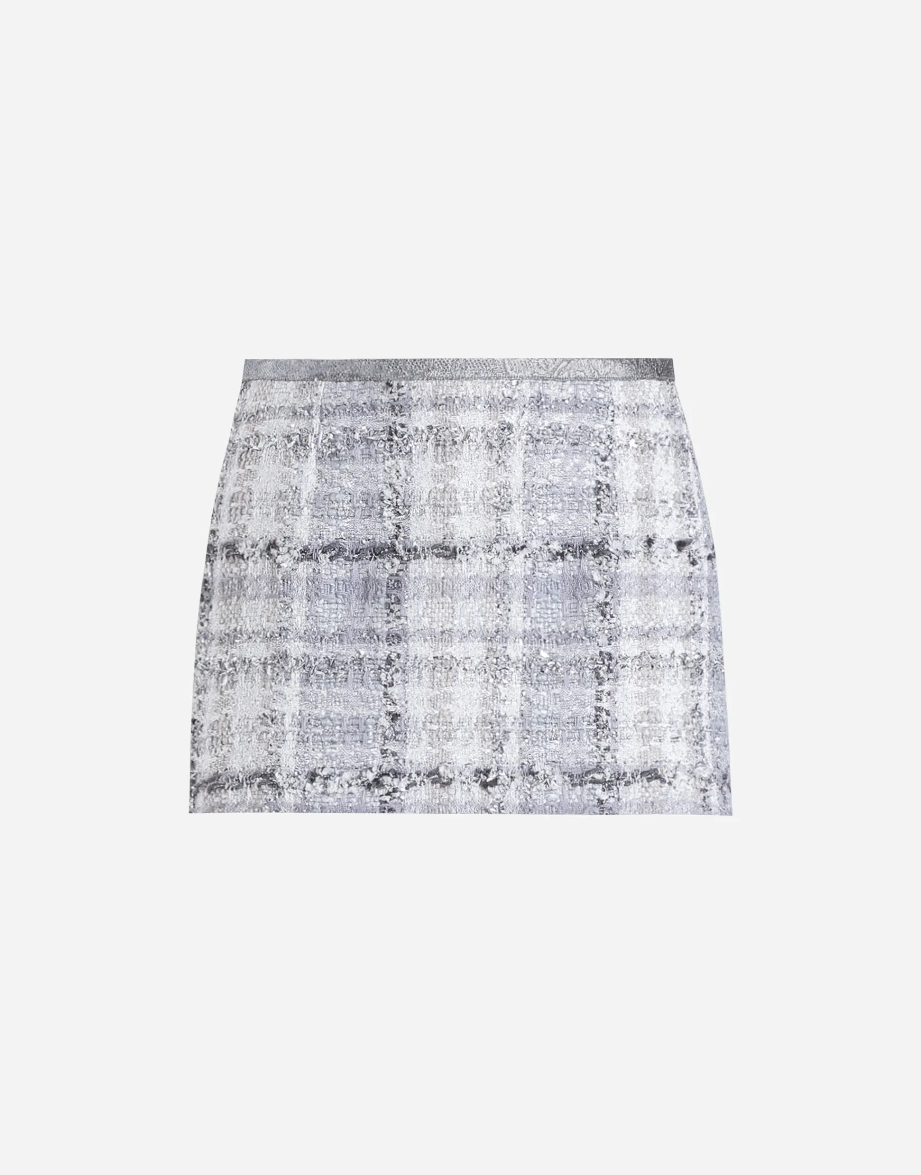 Check lurex raschel tweed miniskirt