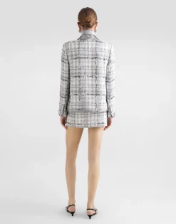 Check lurex raschel tweed miniskirt