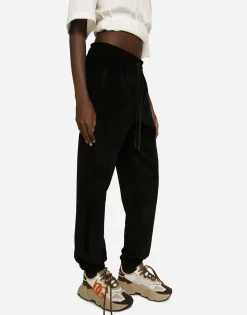 Chenille jogging pants with Dolce&Gabbana embroidery
