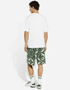 Chenille jogging shorts with majolica print