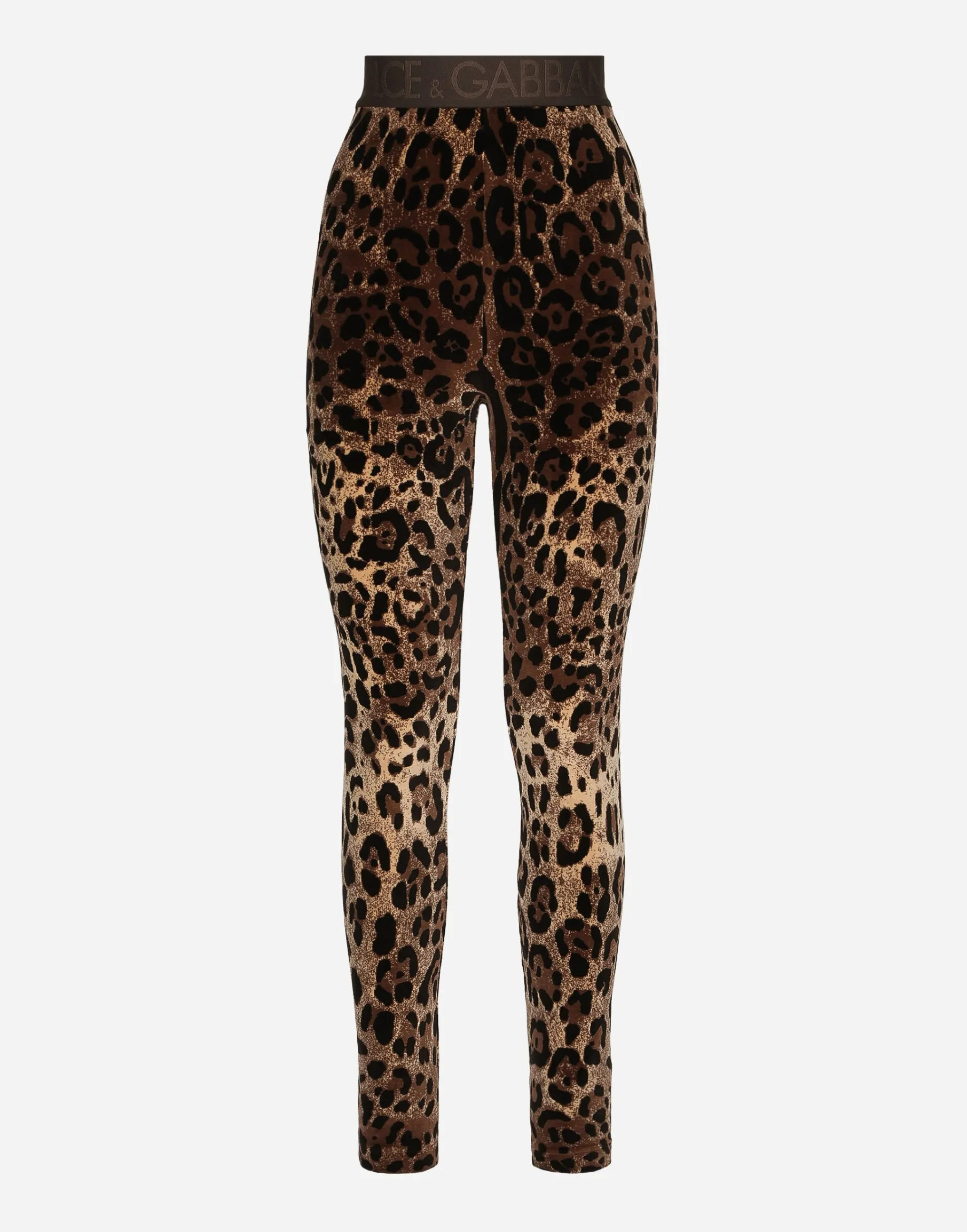 Chenille leggings with jacquard leopard design