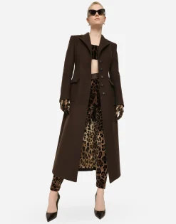 Chenille leggings with jacquard leopard design