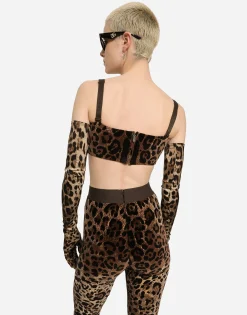 Chenille leggings with jacquard leopard design