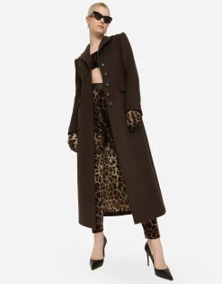 Chenille leggings with jacquard leopard design