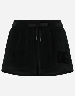 Chenille shorts with Dolce&Gabbana embroidery