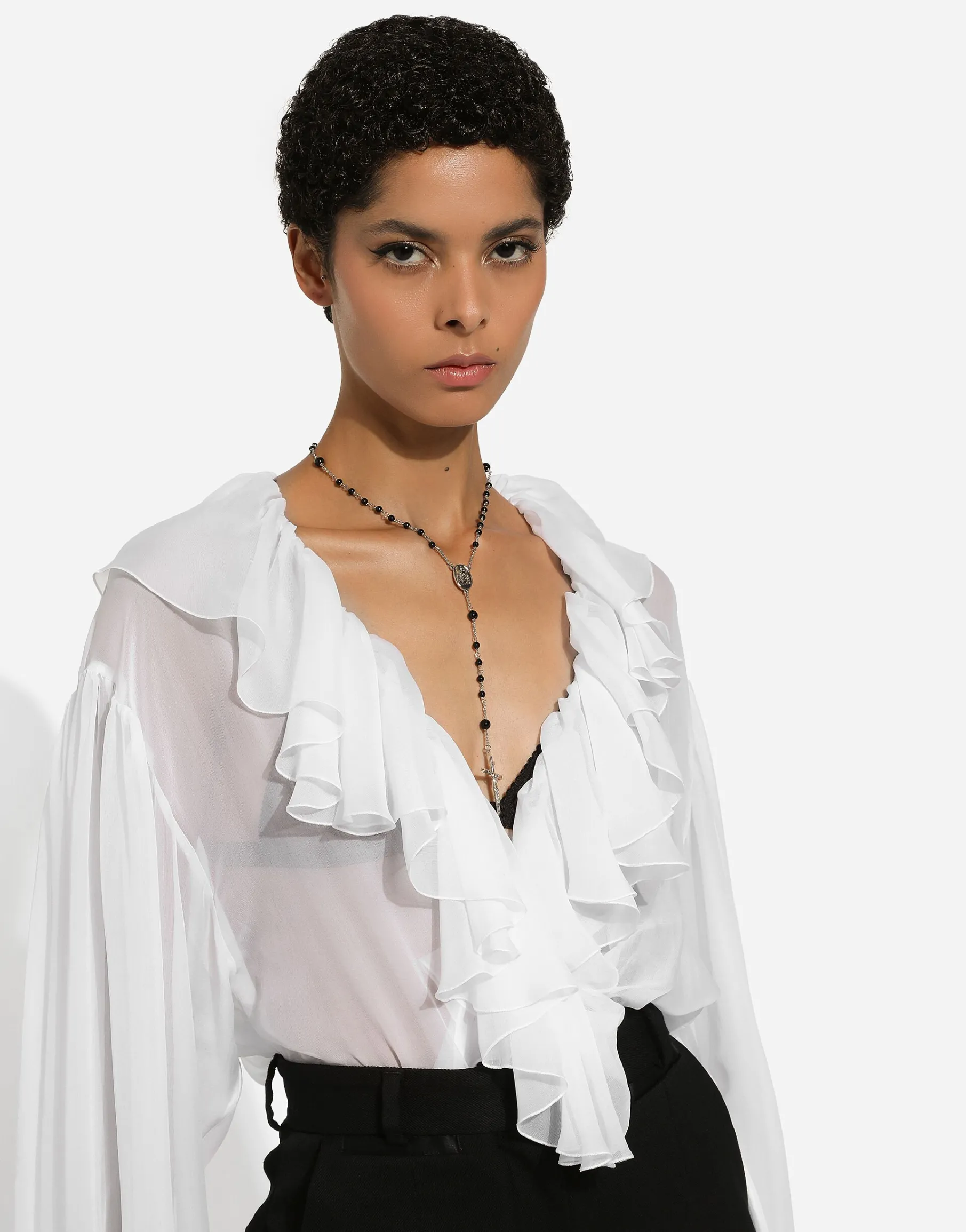 Chiffon blouse with ruffles
