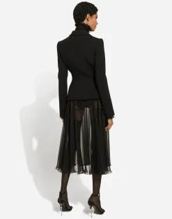 Chiffon blouse with smock-stitch detailing