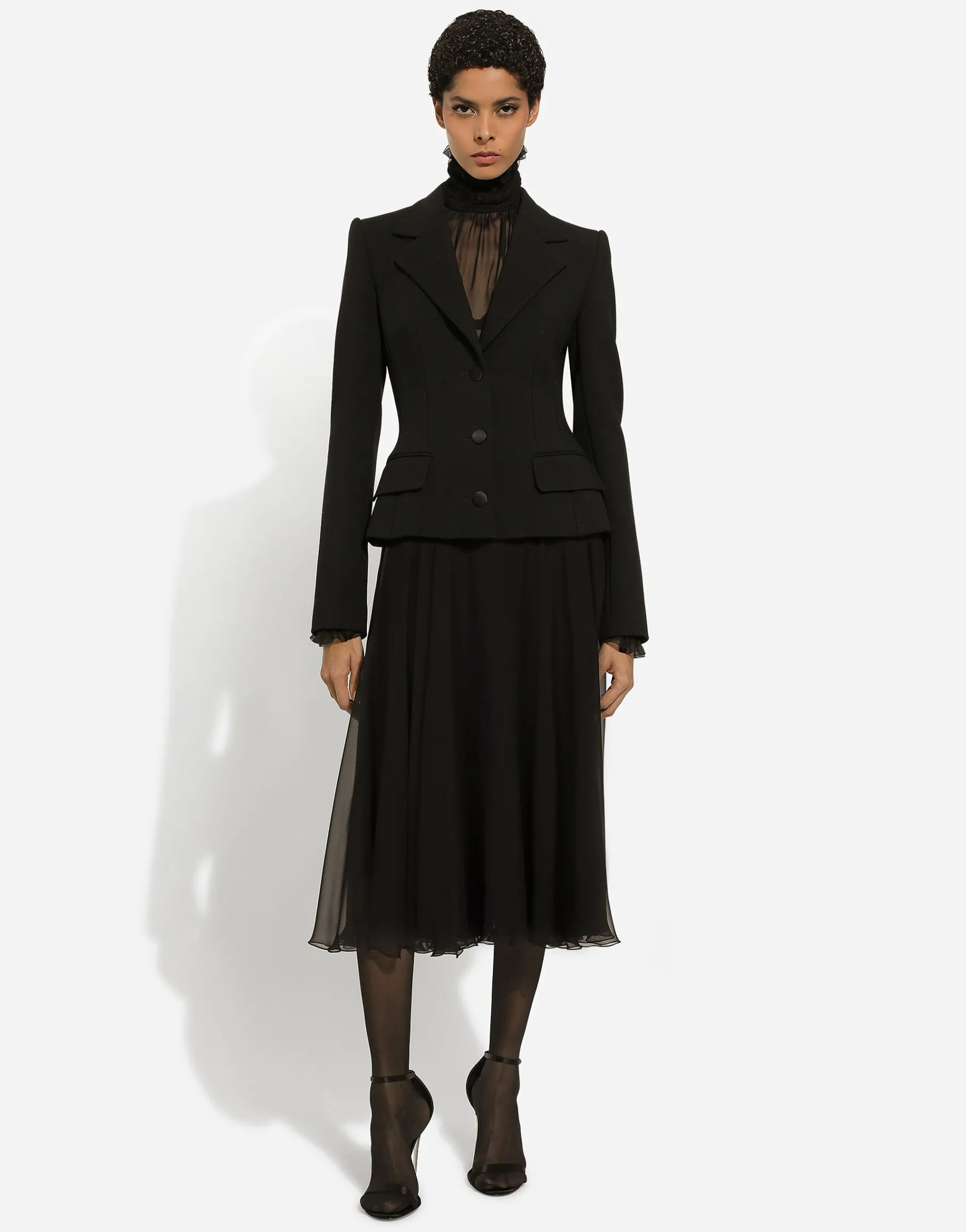 Chiffon calf-length circle skirt