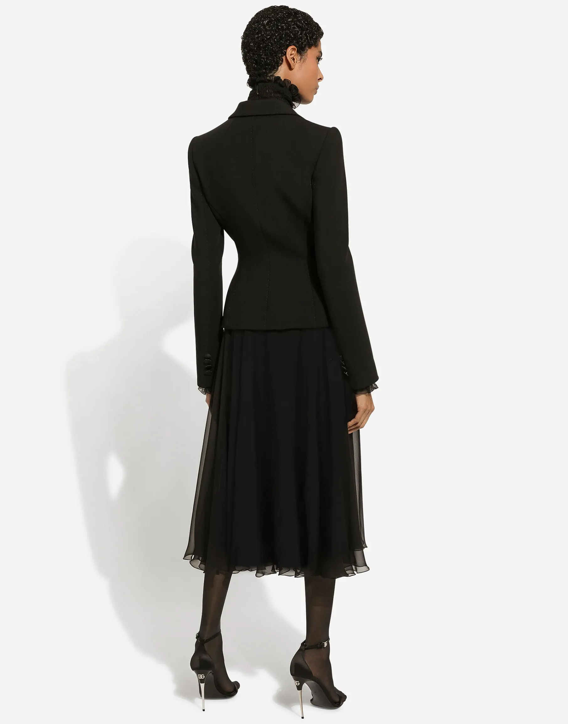 Chiffon calf-length circle skirt