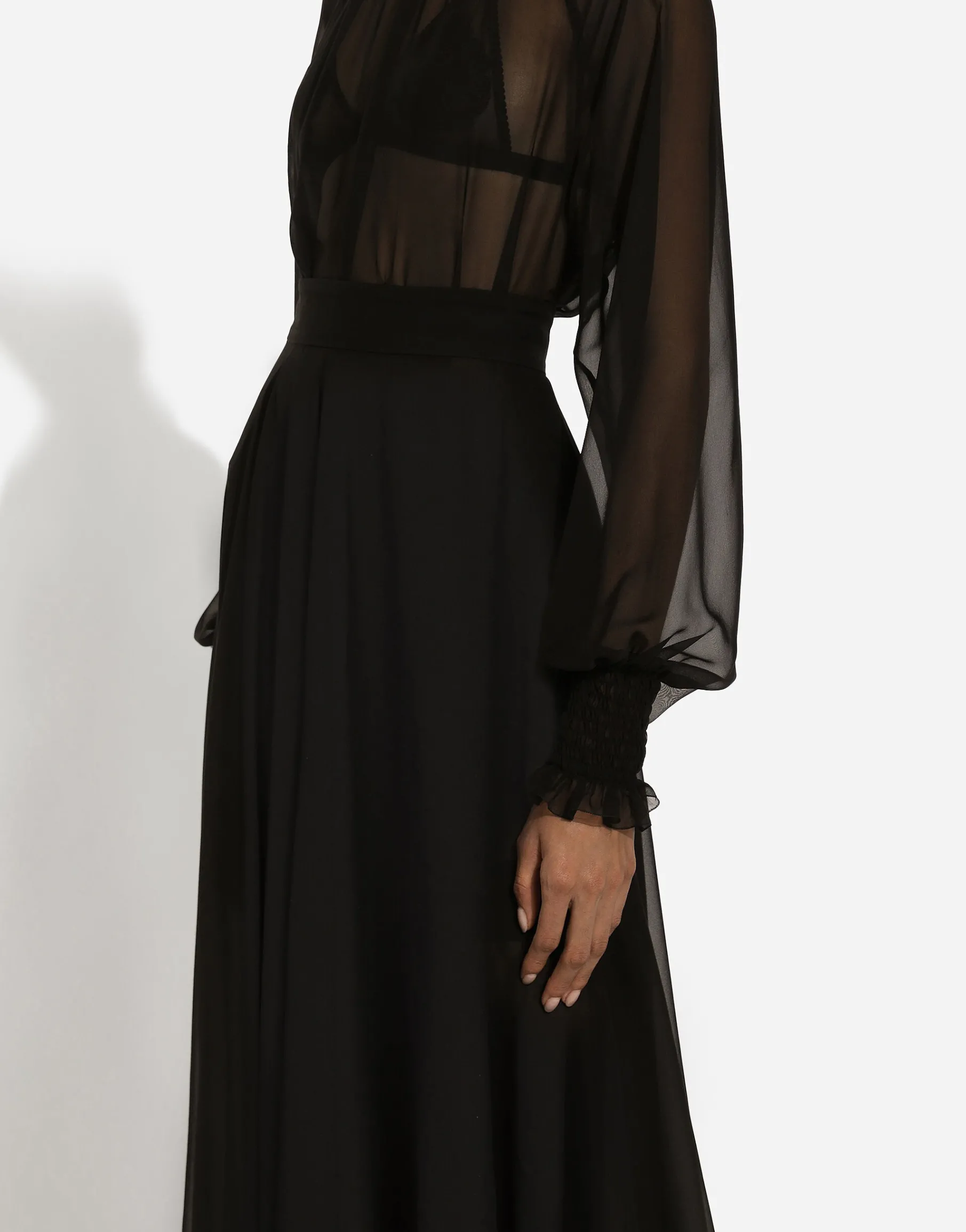 Chiffon calf-length circle skirt