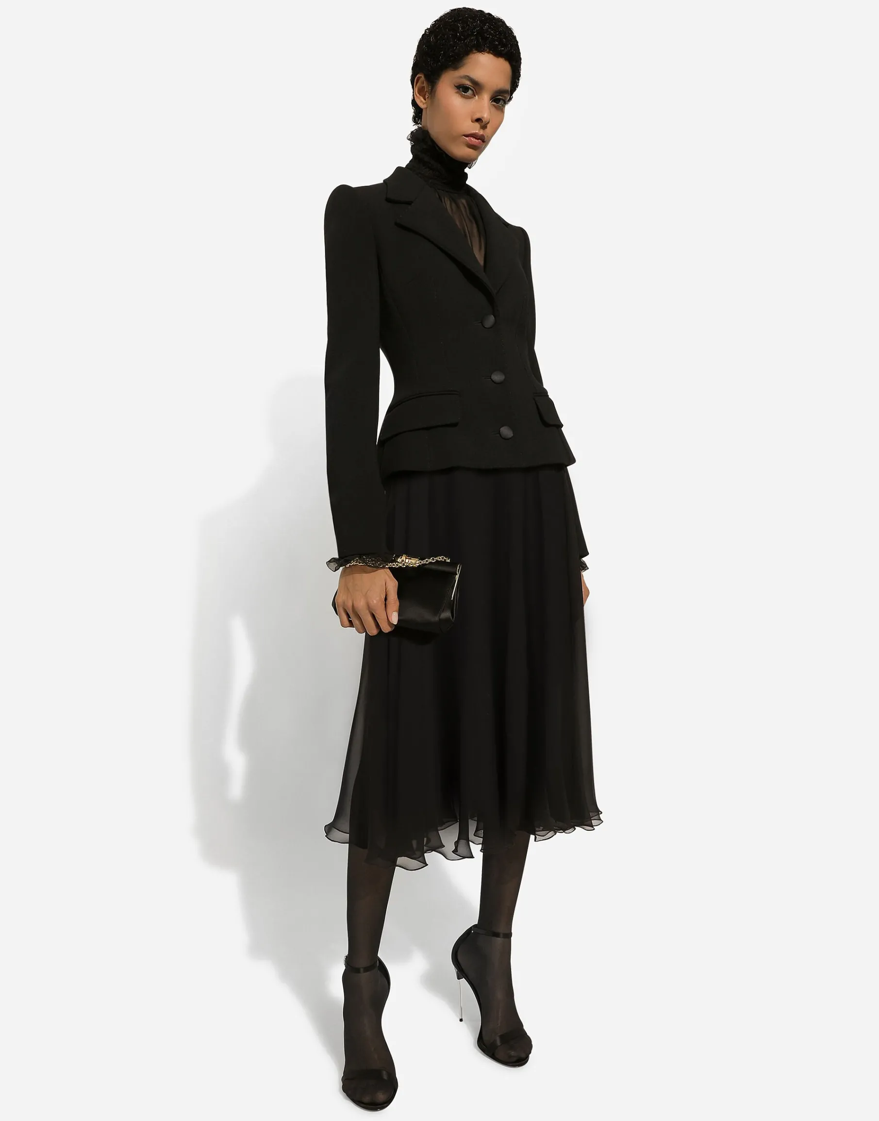 Chiffon calf-length circle skirt