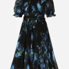Chiffon dress with bluebell print