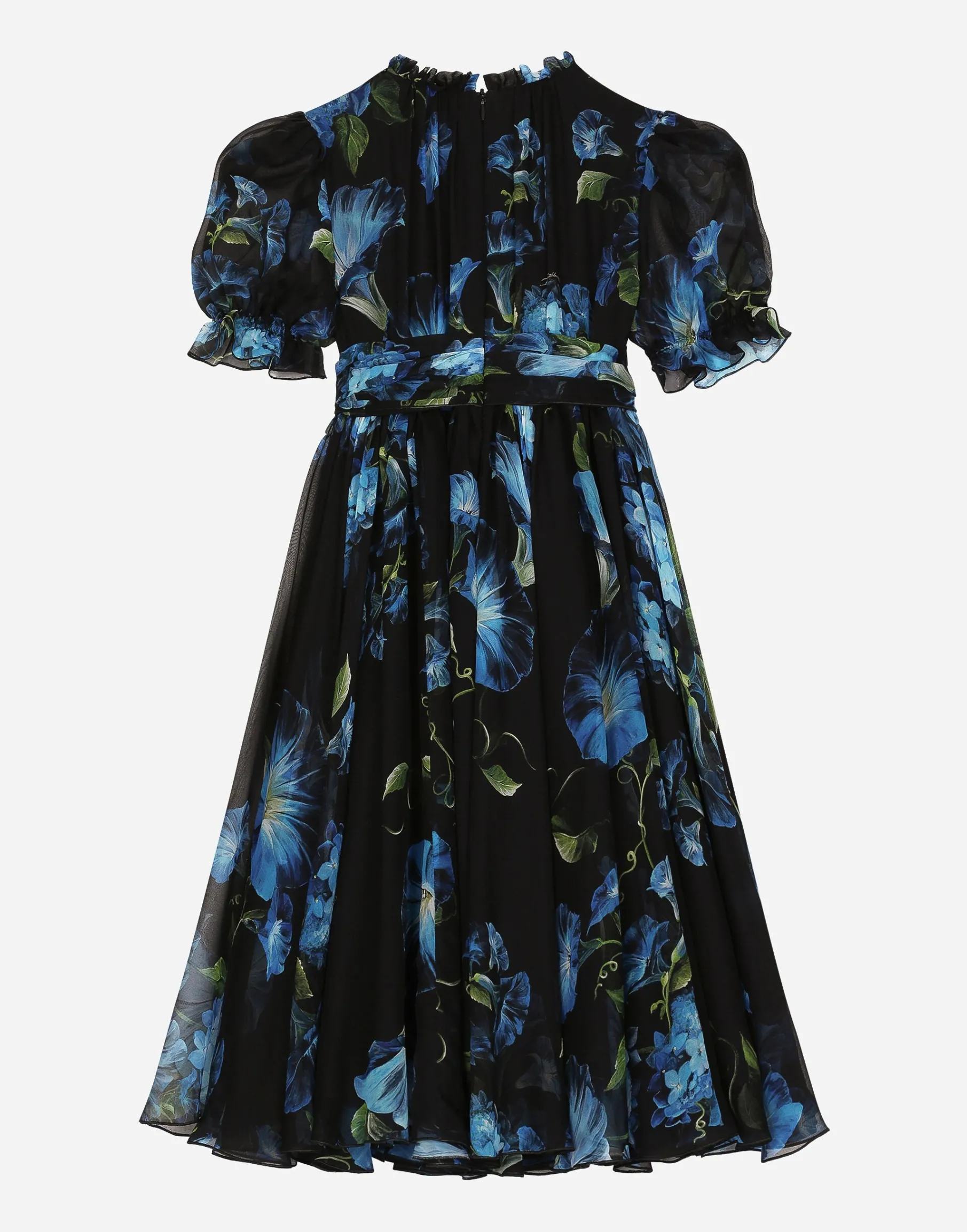 Chiffon dress with bluebell print