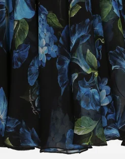 Chiffon dress with bluebell print