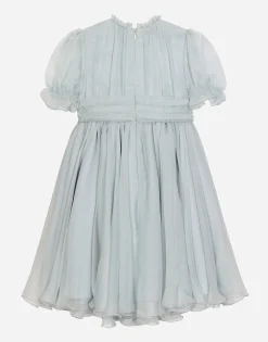 Chiffon dress with 3D flowers