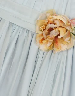 Chiffon dress with 3D flowers