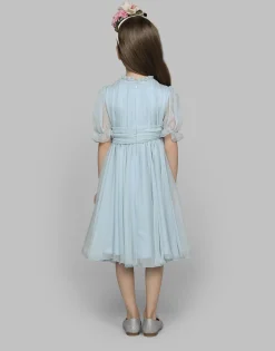 Chiffon dress with 3D flowers