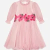 Chiffon dress with embroidered flowers