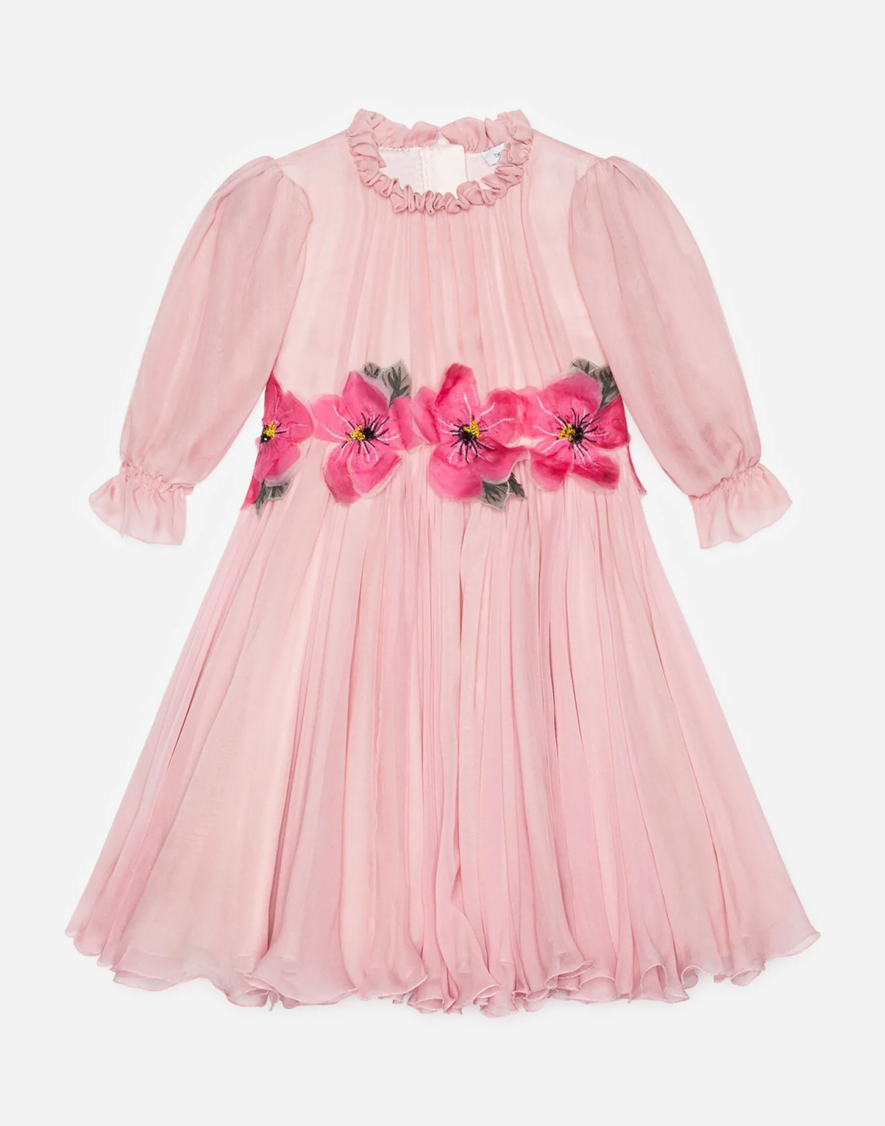 Chiffon dress with embroidered flowers