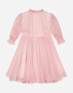 Chiffon dress with embroidered flowers